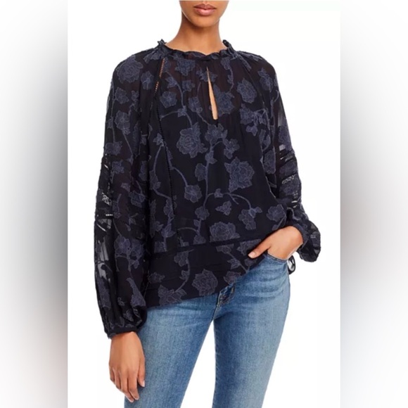 Joie Tops - Joie| Chaylse Floral Embroidery Lace Trim Blouse